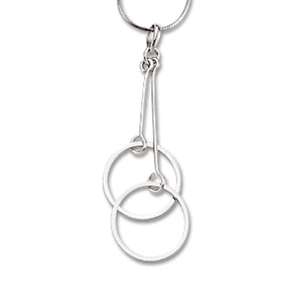 Double Circle Dangle Pendant Sterling w/chain
